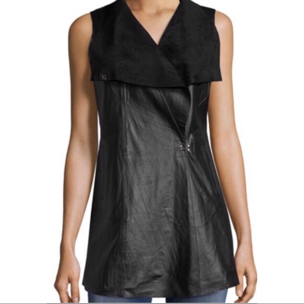 My Tribe | Drape collar leather vest - Picture 1 of 6
